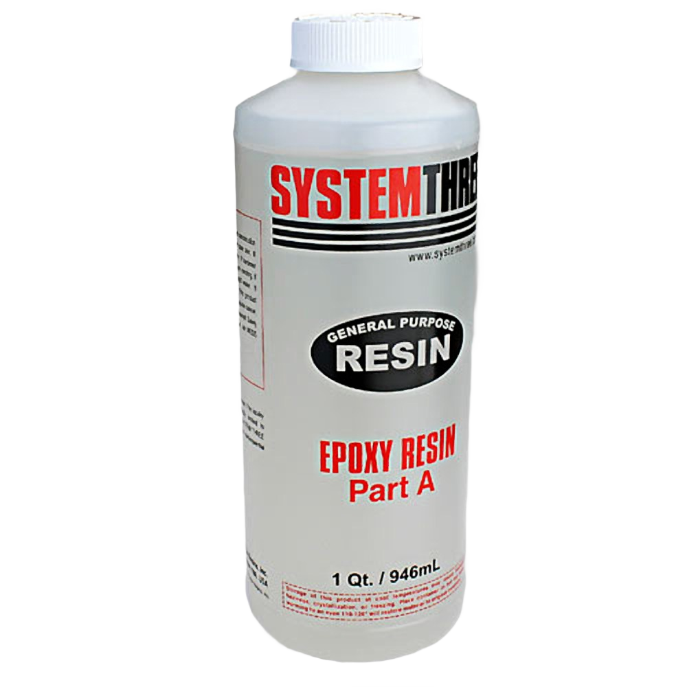Quart container of general purpose epoxy resin part A for sealers, finishes, and home improvement projects