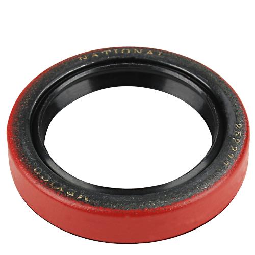 Round internal oil seal with red outer casing and black inner lip for machinery maintenance and repair tasks