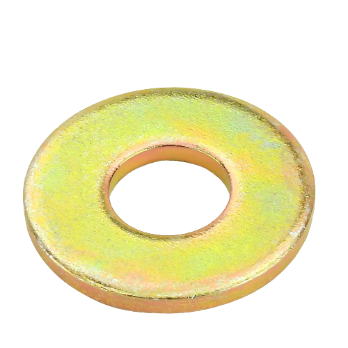 Gold-toned metal washer for John Deere parts and accessories in nuts, bolts, washers, and home improvement collections