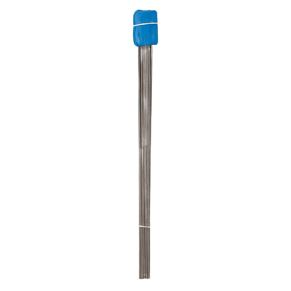 Bundle of bright blue stake flags with metal rods for marking and measuring in woodworking and home improvement tasks