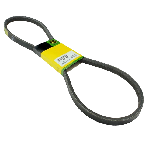 Rubber secondary ground drive V-belt with yellow and green retail packaging designed for tools and home improvement use