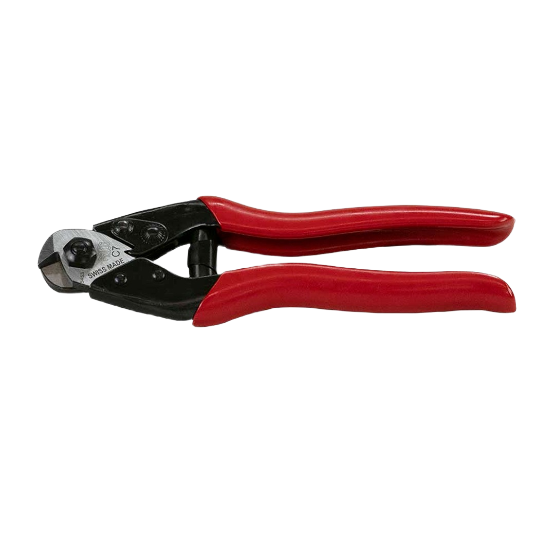 Compact cable cutter with red ergonomic handles designed for precise trimming in cutting and woodworking tools collections