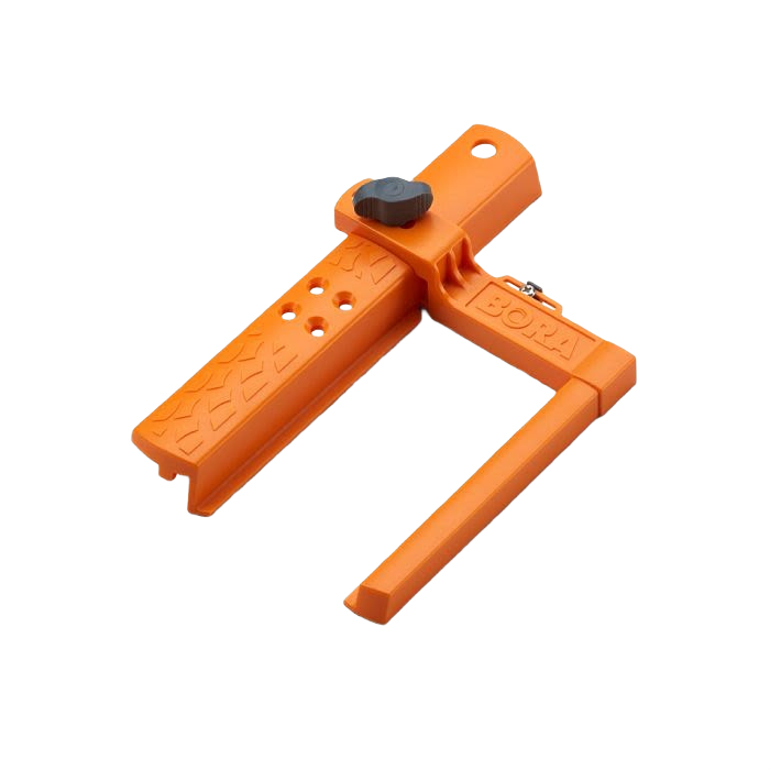 Orange Bora Tool jigsaw guide straightedge with adjustable clamp for precise woodworking cuts and power tool accessories use