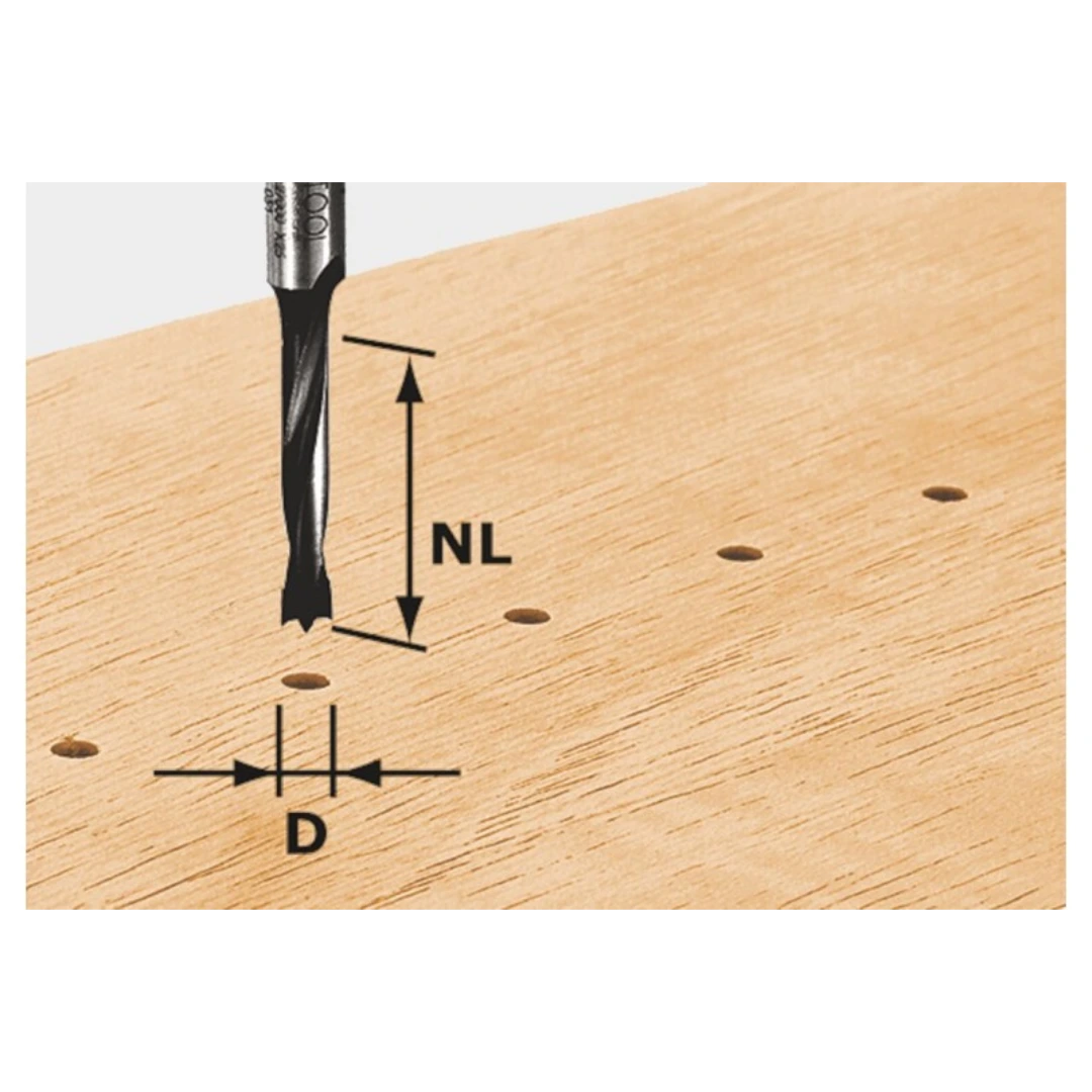 Brad point dowel drill bit creating precise holes in wood for woodworking tool accessories and router bit collections