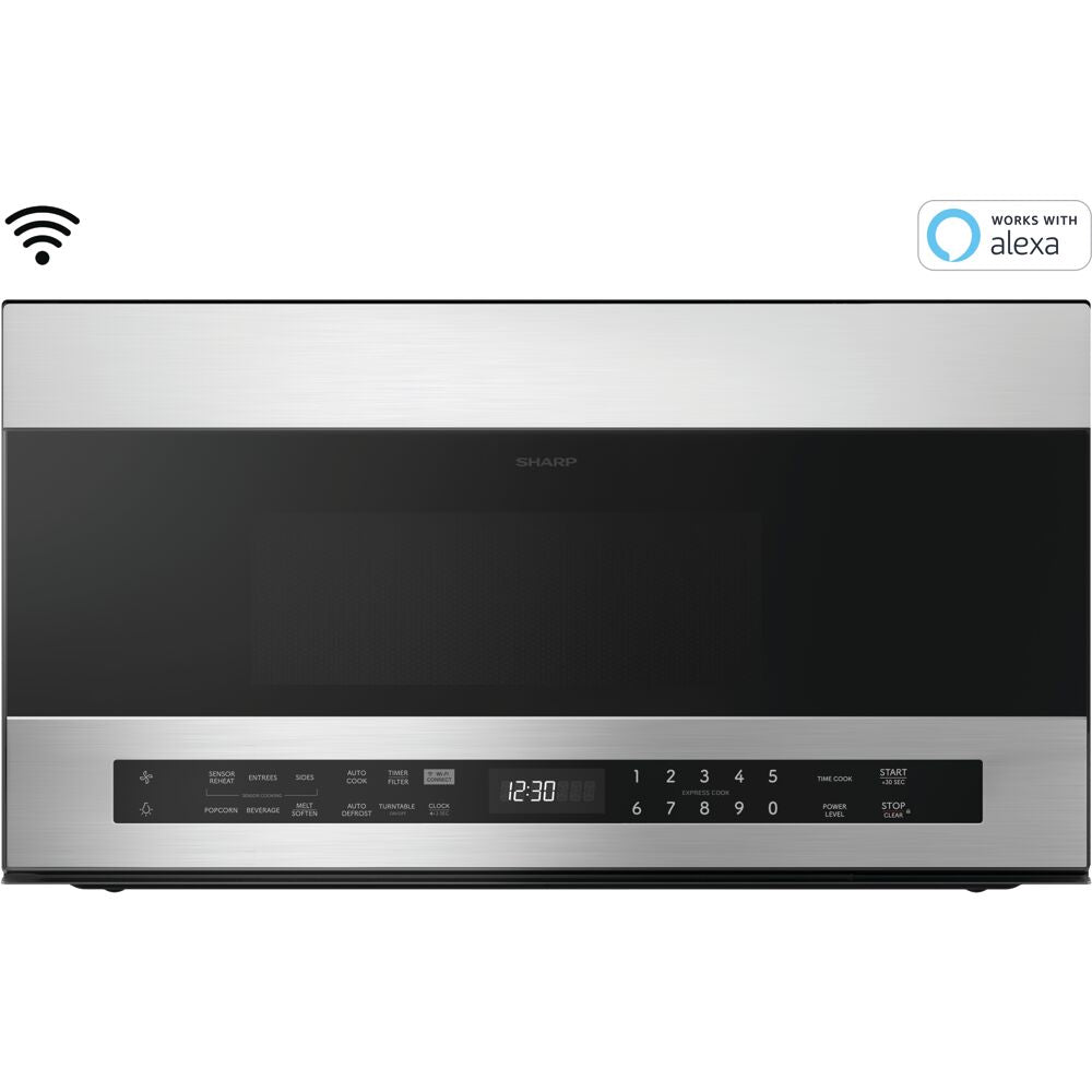 Stainless steel smart over-the-range microwave with digital control panel, Wi-Fi, and Alexa compatibility from Appliances collection