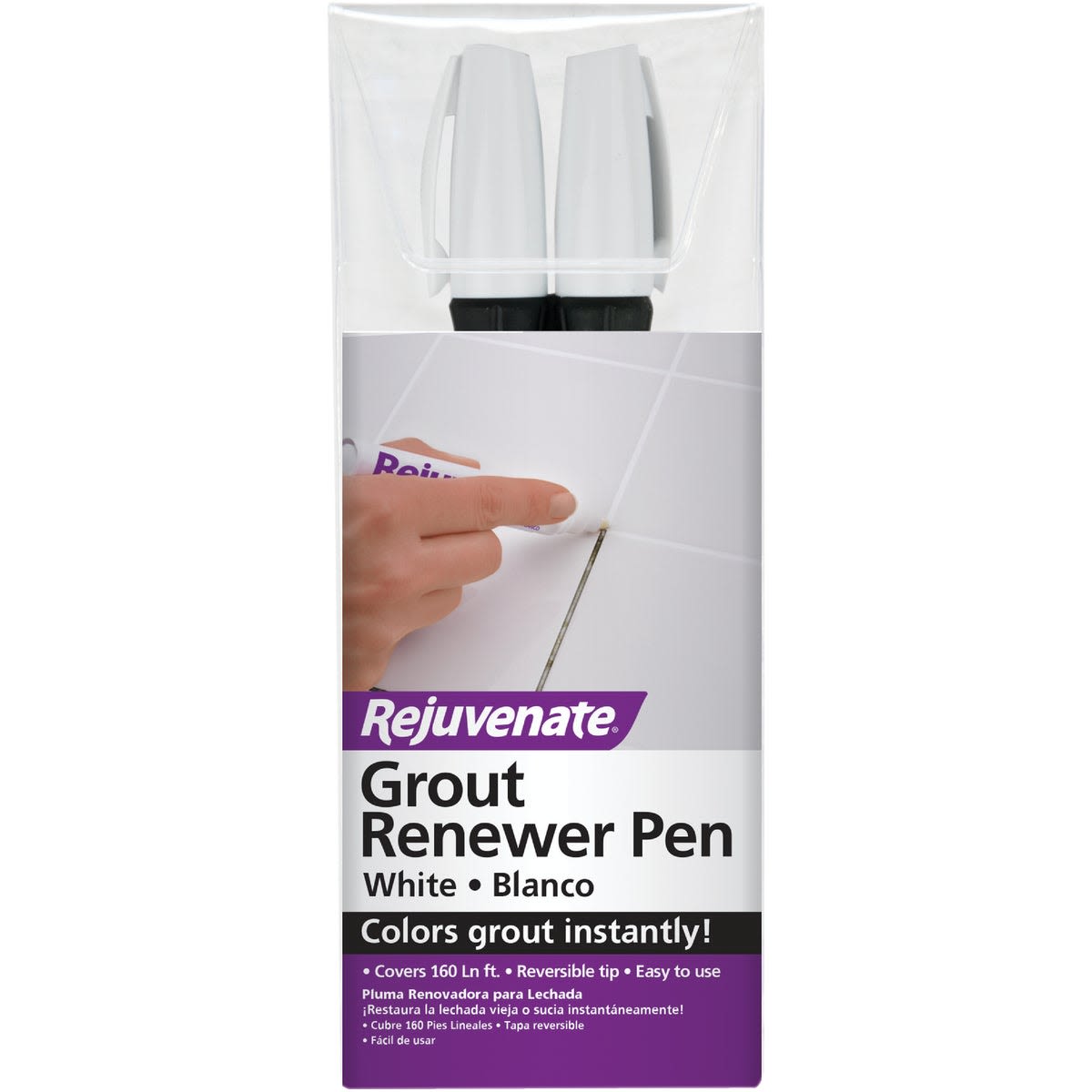 Two-pack grout cleaner pen with reversible tip for quick tile grout renewal in cleaning and home improvement tasks