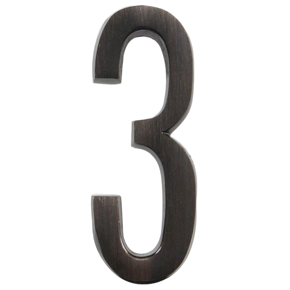 Bronze adhesive house number 3 for home improvement and signage in hardware and under $25 collections