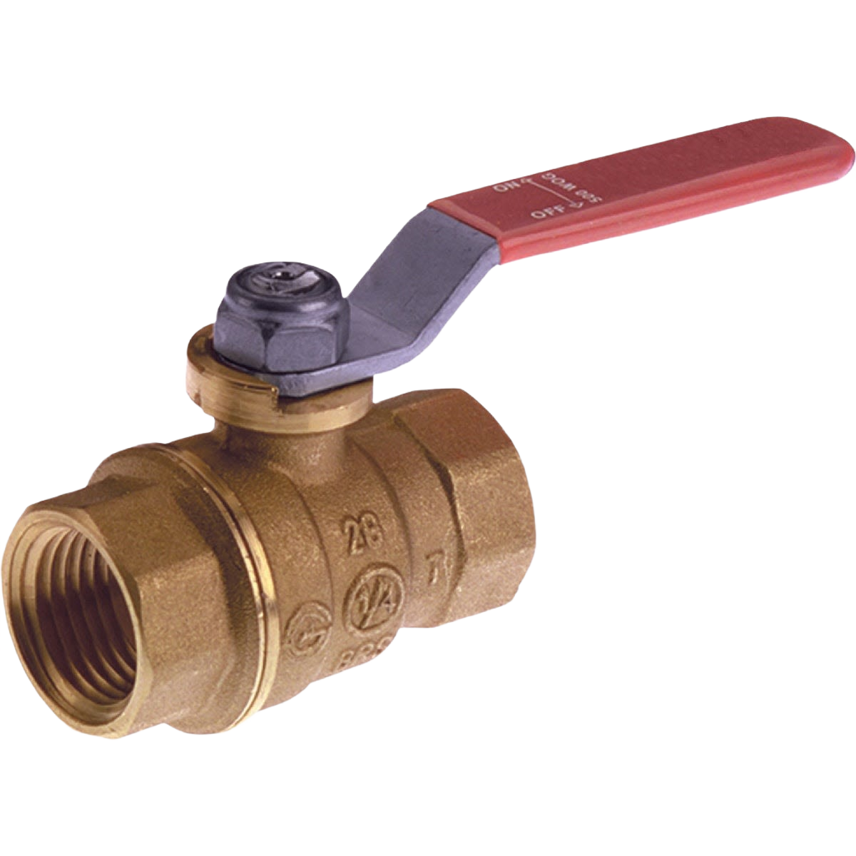 Brass full port ball valve with red handle for plumbing and home improvement applications under $100 category