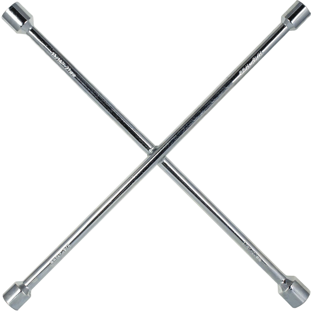 Chrome plated 4-way lug wrench made of drop forged steel for easy wheel nut removal in Parts & Lubricants collection
