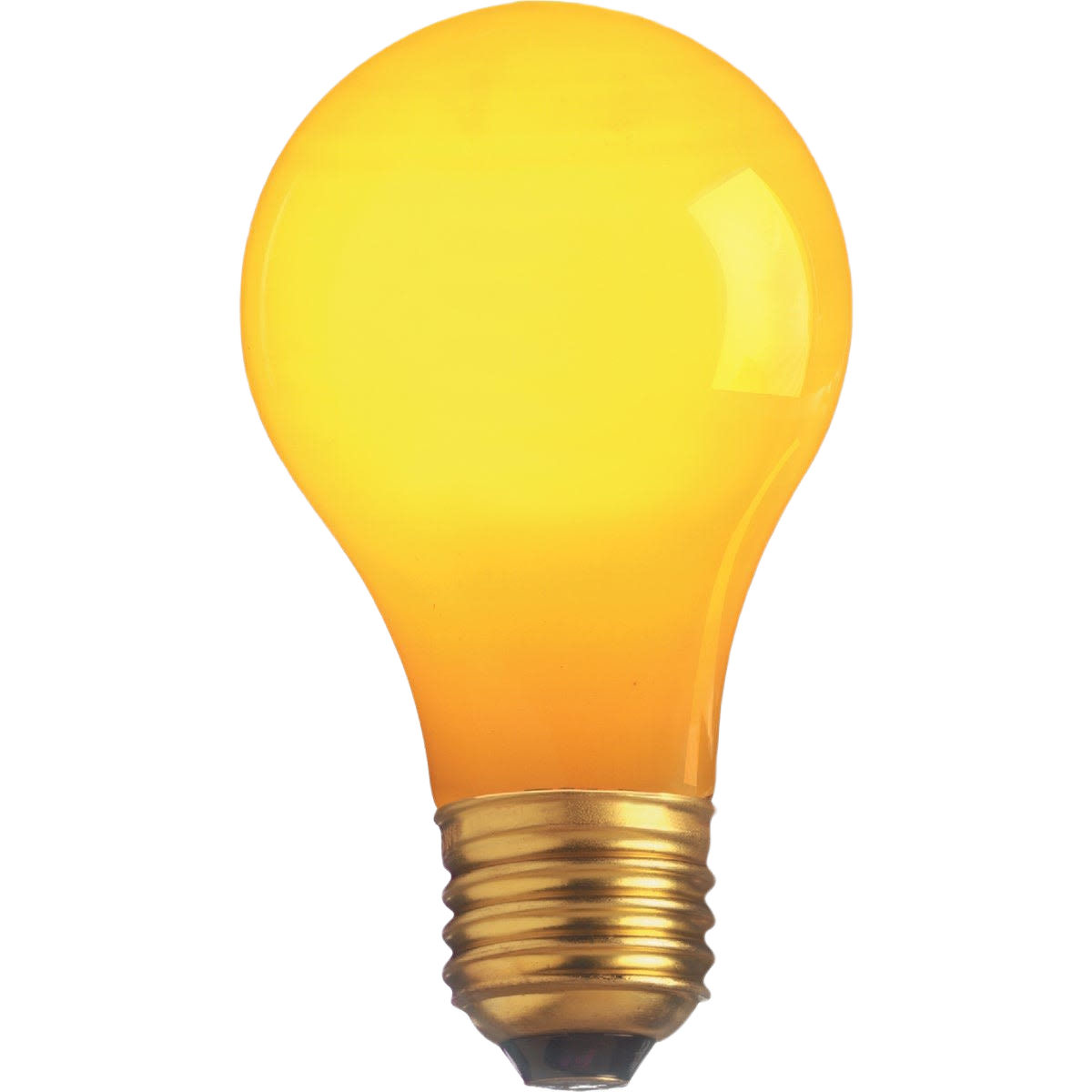 Yellow A19 light bulb with standard metal base designed for lighting and electrical use under $50 collections