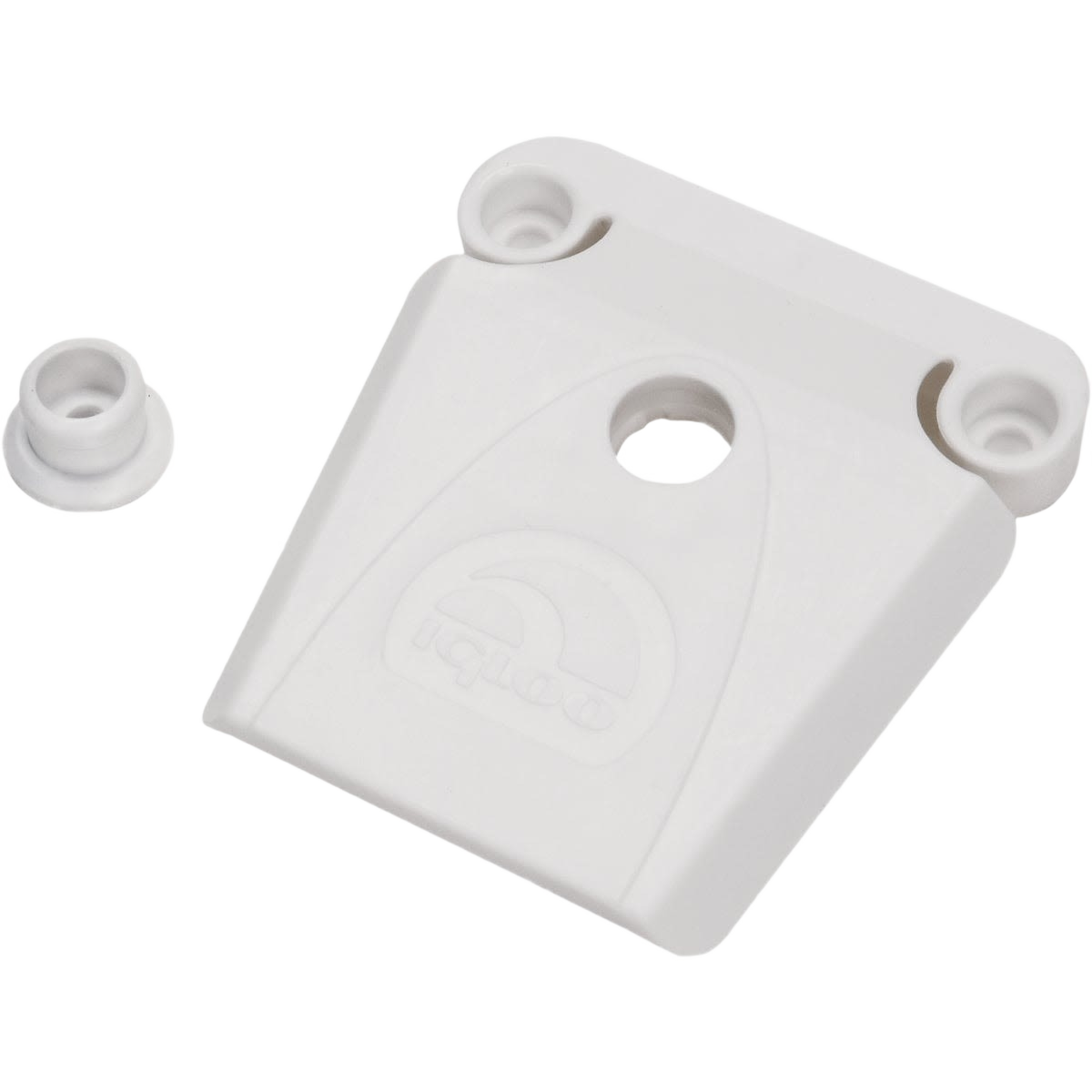 White plastic cooler lid latch set with mounting holes for tools and home improvement use