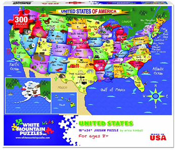Colorful 300-piece United States map puzzle for kids in toys and games and puzzles under $50 collection