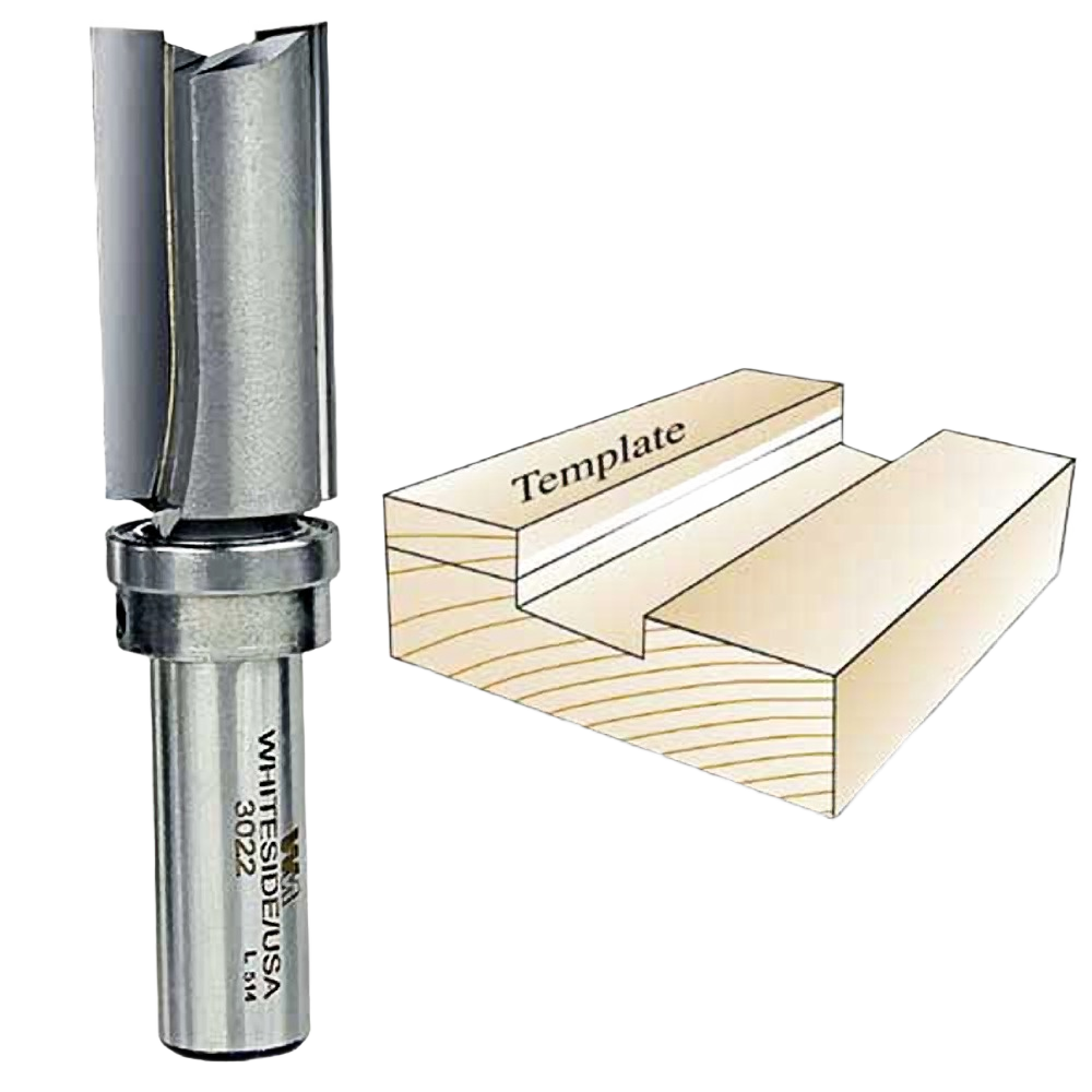 Metal Whiteside template router bit with cutting edges, designed for precise woodworking and home improvement projects