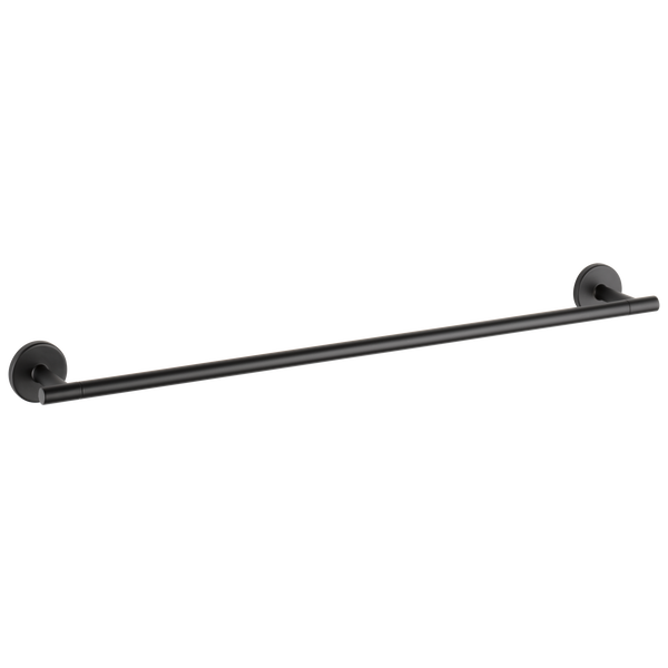 Matte black 24-inch towel bar designed for modern bathrooms in accessories and storage collections