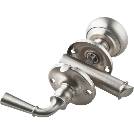 Brushed metal door lock latch with inside knob and outside lever for door and gate hardware collections under $50