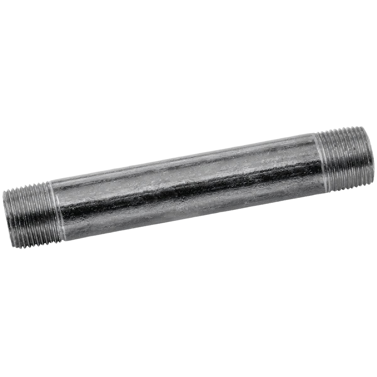 Black iron pipe nipple with threaded ends for plumbing and pipes & fittings collections under $50 and home improvement.