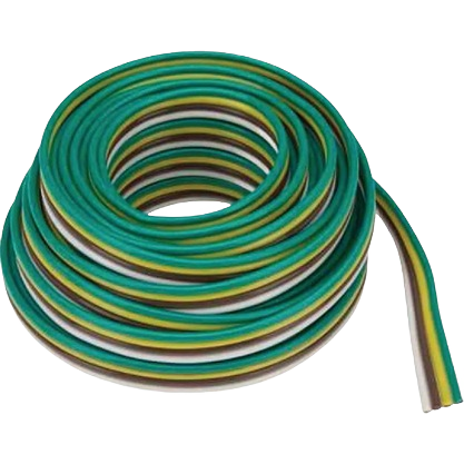 Coiled bonded trailer wire in green, yellow, brown, and white for basic trailer wiring in Parts & Lubricants collection