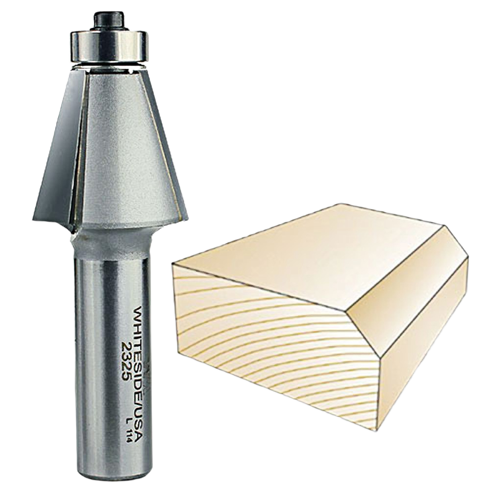 Silver 15-degree edge bevel router bit with bearing for woodworking in tool accessories and drill bits collections under $50