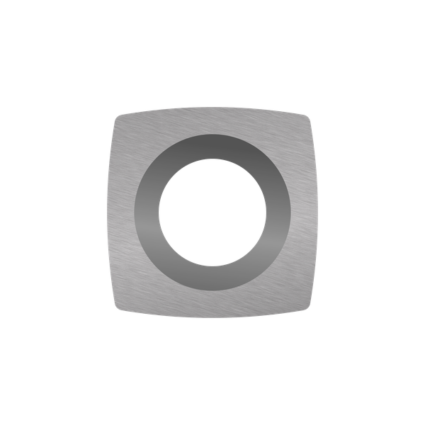 Square carbide cutter with circular cutting edge, designed for precision woodworking tools in home improvement.