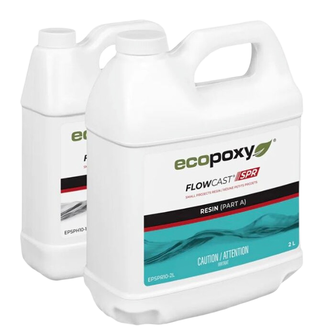 White plastic containers of EcoPoxy resin for small casting projects in wood sealers and finishing supplies collections