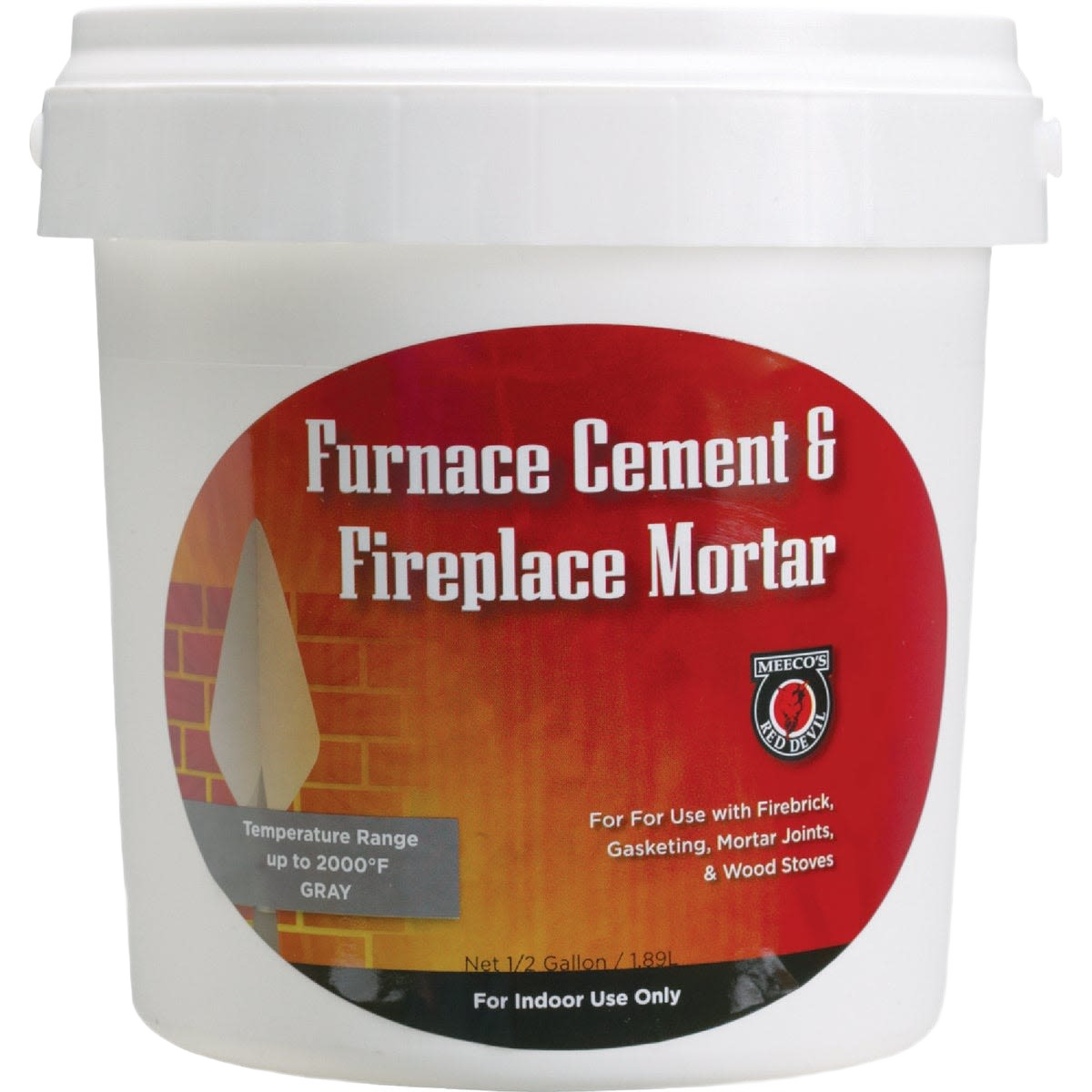 White 1/2 gallon container of gray furnace cement and fireplace mortar for masonry and plumbing repairs under $50 category