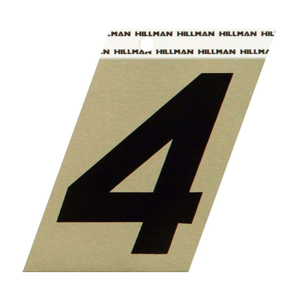 Hillman 3 in. Black & Gold Aluminum Angle Cut Sticker Number 4