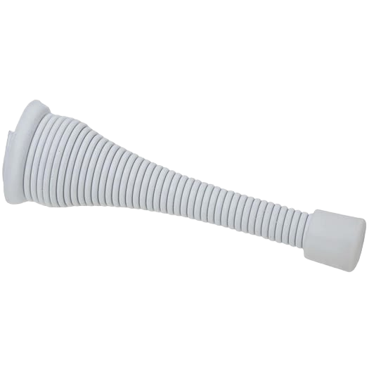 White broad spring door stop with wide base for wall protection in door accessories and home improvement tools collection