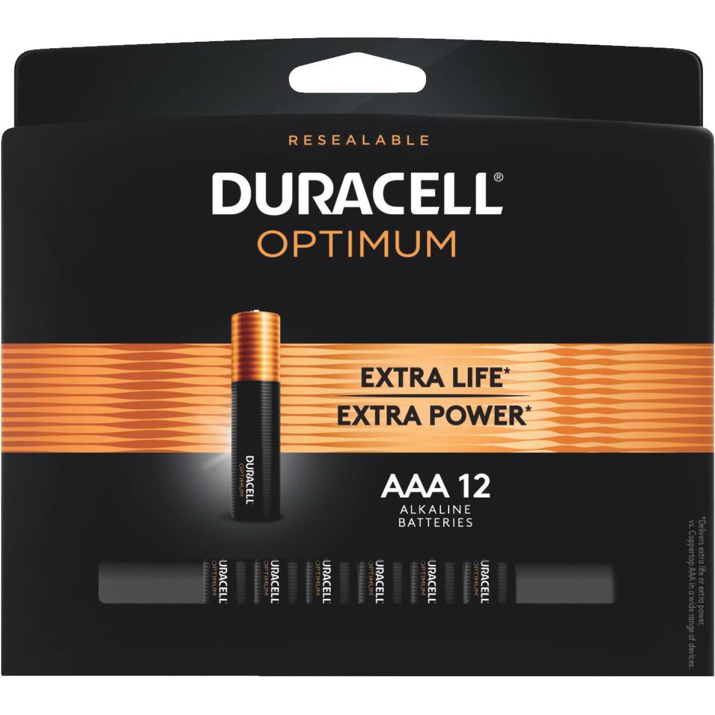 Resealable pack of 12 AAA alkaline batteries offering extended power for household and electrical use under 50 dollars