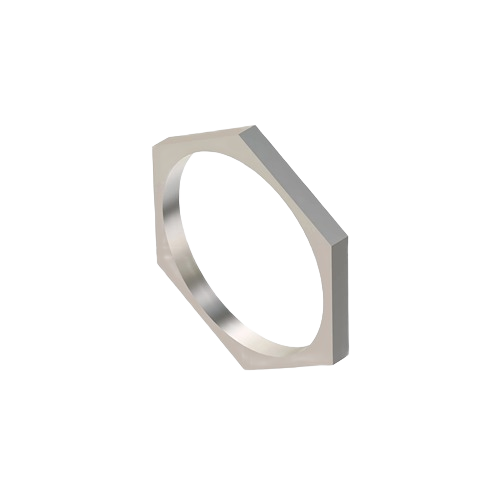 Hexagonal stamped self-locking nut in metal finish for John Deere parts and home improvement tools collection