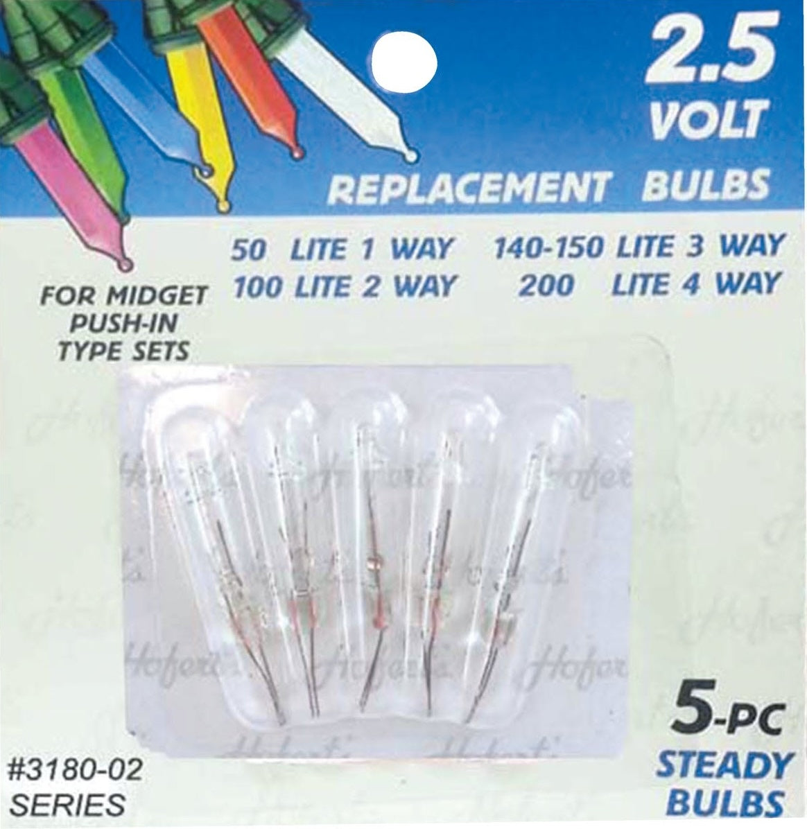 Pack of five 2.5 volt replacement bulbs for push-in Christmas lights under $25 collection
