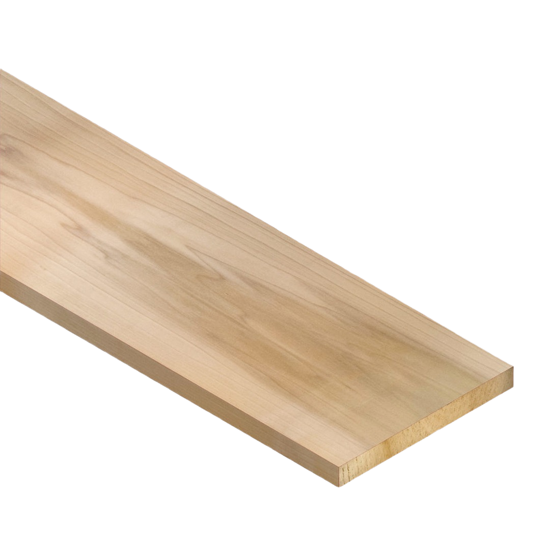 Smooth poplar wood board with four surfaced sides ideal for woodworking and home improvement projects