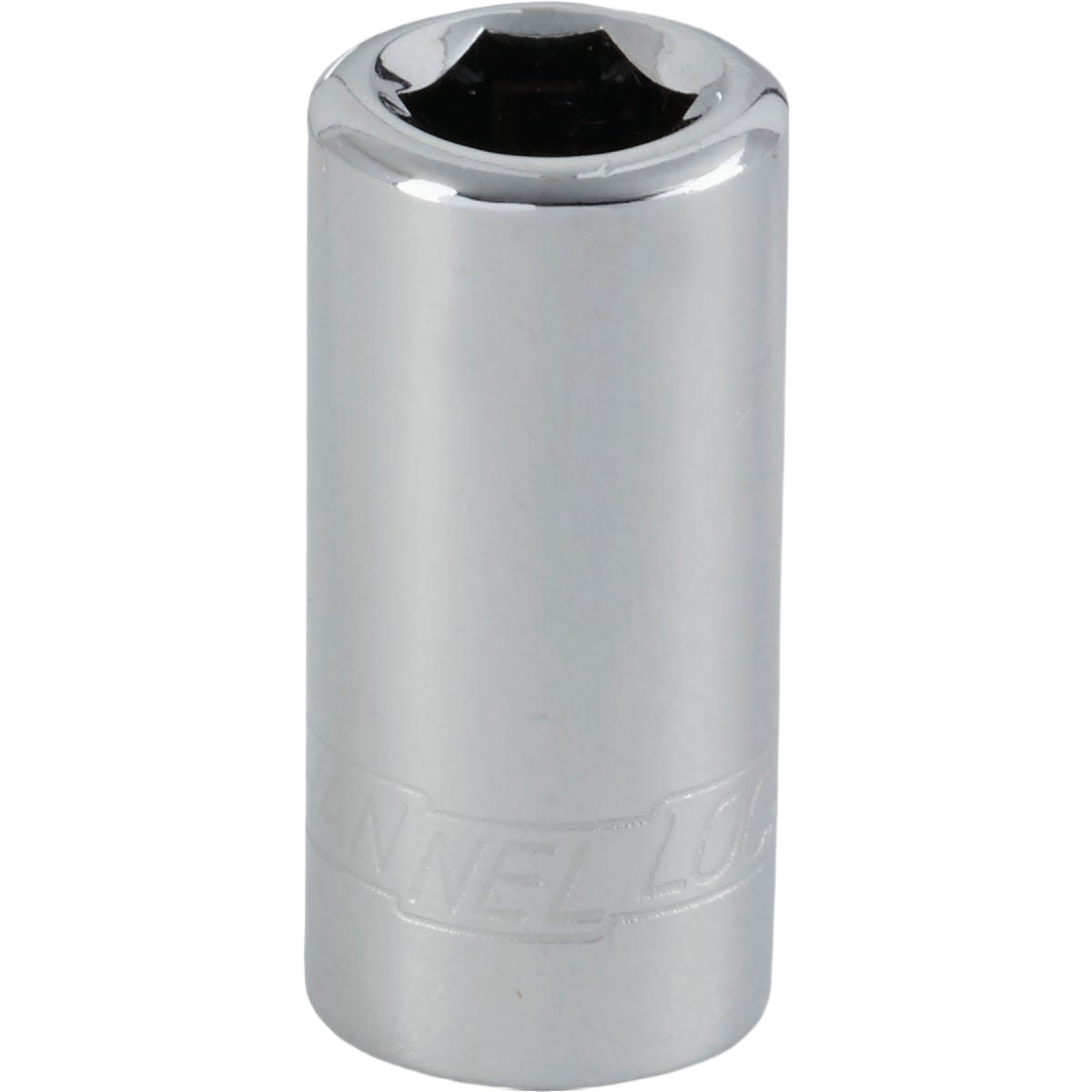 Chrome-finished 1/4 inch drive bit coupler designed for connecting screwdriver bits in tools and home improvement tasks