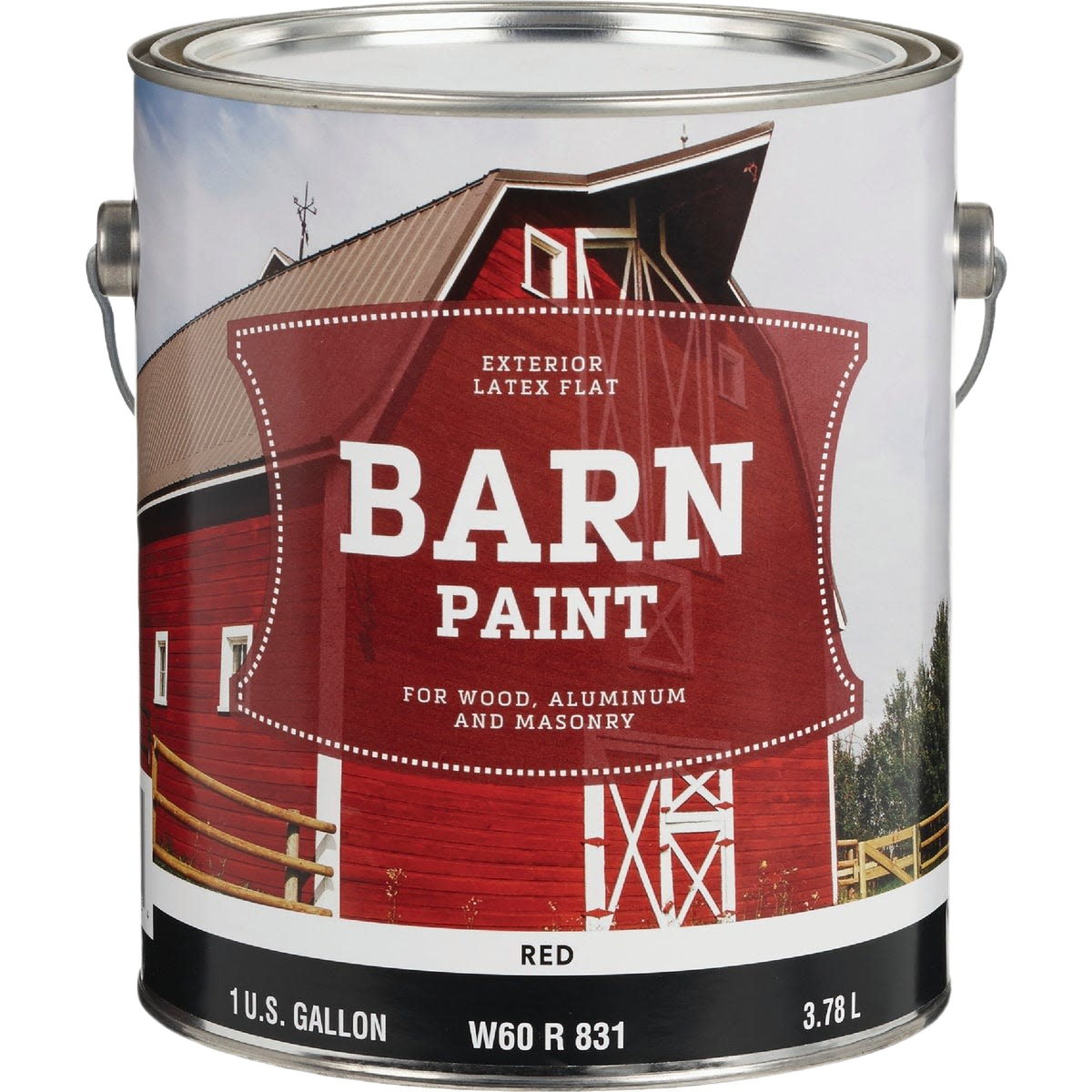 Gallon of red flat exterior latex barn paint for home improvement in exterior paint and supplies collections