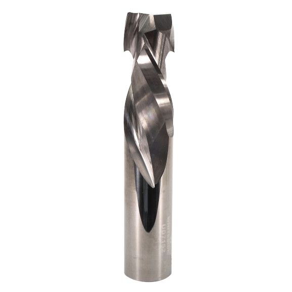 Close-up of metallic spiral up and downcut router bit for woodworking in tool accessories and power tool accessories collections