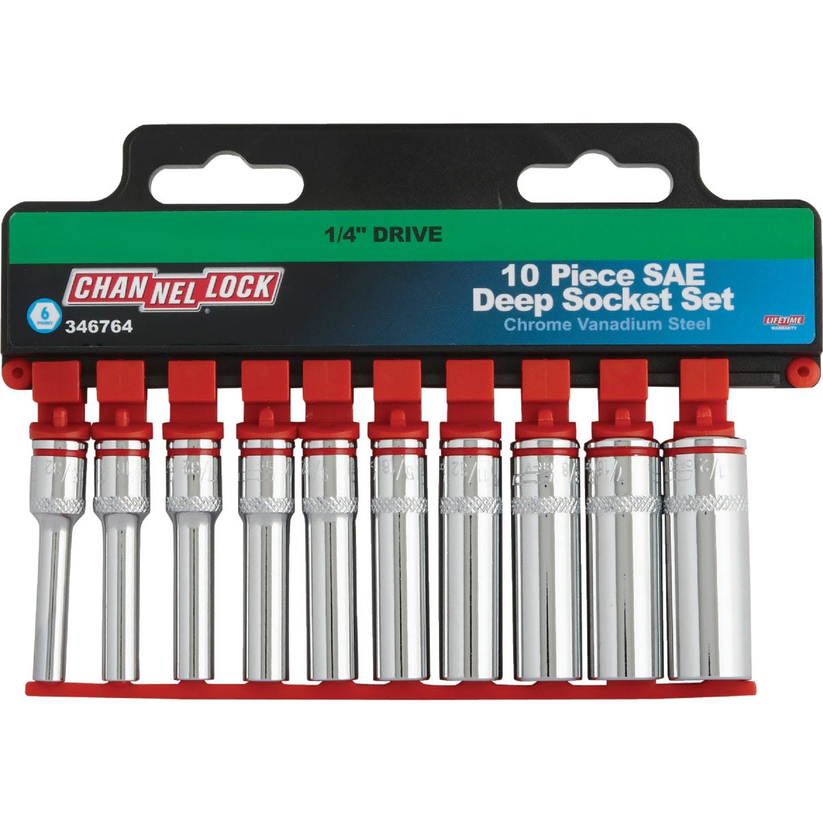 Set of 10 chrome vanadium steel deep sockets with 1/4 inch drive for hand tools and home improvement projects under $50 collections