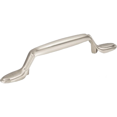 Satin nickel cabinet pull with elegant curved design for home improvement and kitchen remodeling projects