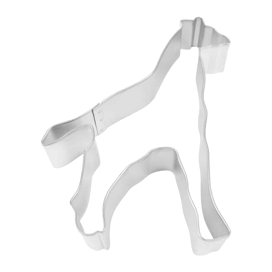 Tinplated steel giraffe-shaped cookie cutter ideal for baking fun treats in kitchenware and bakeware collections under $50