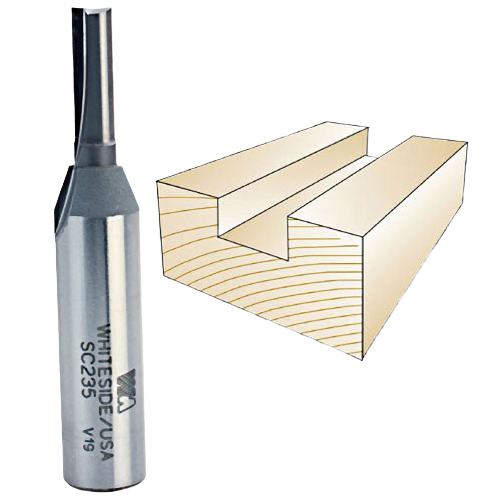 Precision straight router bit with hardwood-compatible cutting edge for clean dado cuts in tool accessories collection under $50