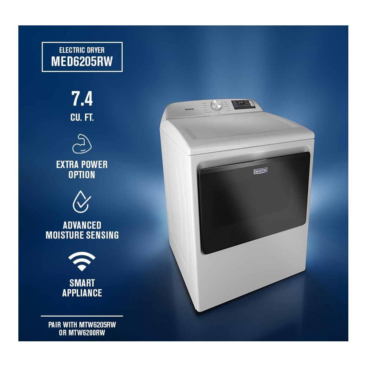7.4 Cu. Ft. Top Load Electric Dryer with Extra Power and Advanced Moisture Sensing