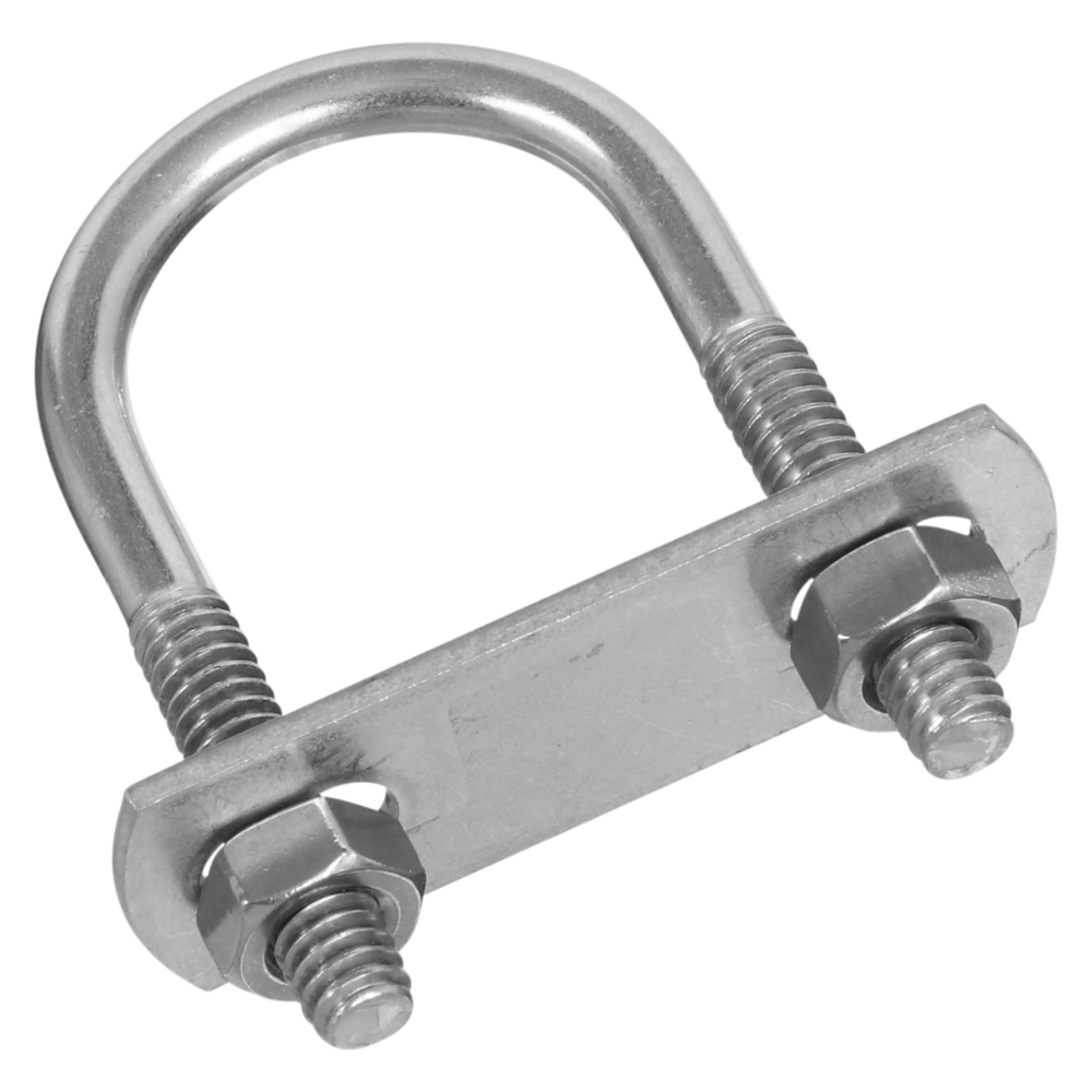 Round stainless steel U bolt with hex nuts and plate for fastening in hardware and building materials under $50