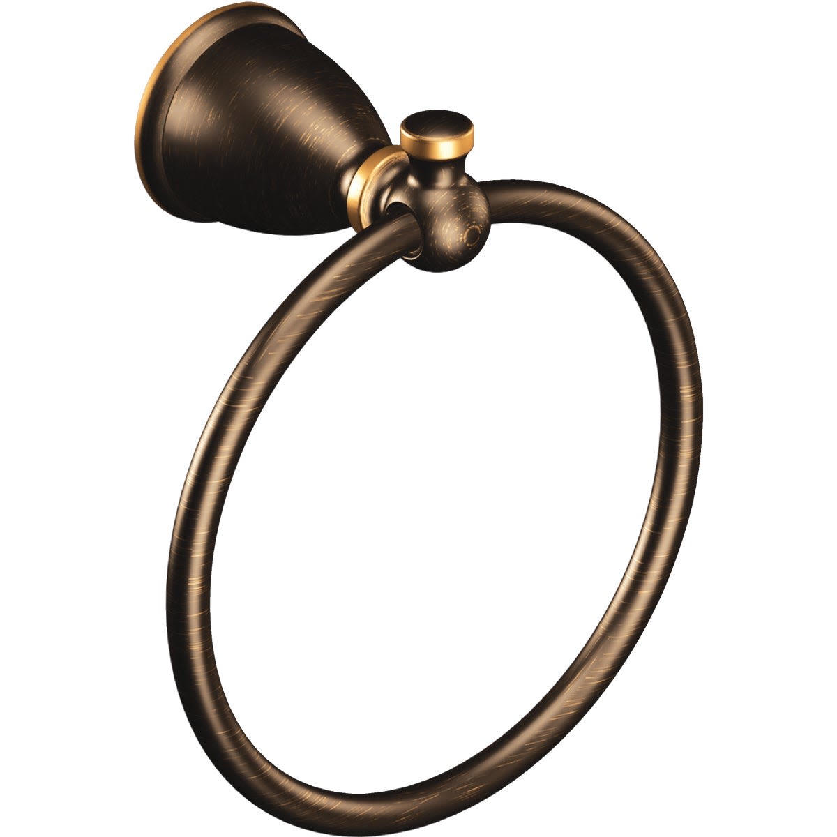 Mediterranean bronze towel ring with smooth rounded wall mount for bathroom organization and home improvement projects