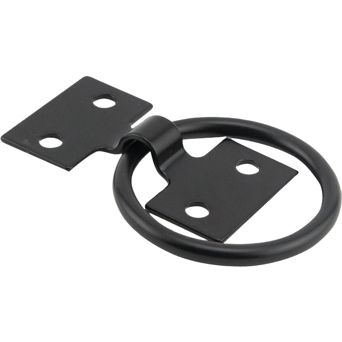 Black metal anchor ring with four bolt surface mount for secure heavy-duty load applications in home improvement parts collection
