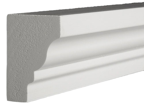 White decorative crown molding with smooth and textured surfaces for home improvement projects and interior trim work