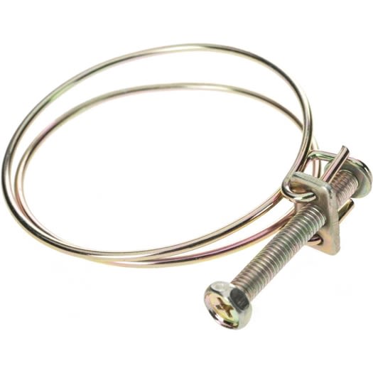 Steel wire hose clamp with adjustable screw for securing 2-1/2 inch diameter hoses in woodworking tools collection