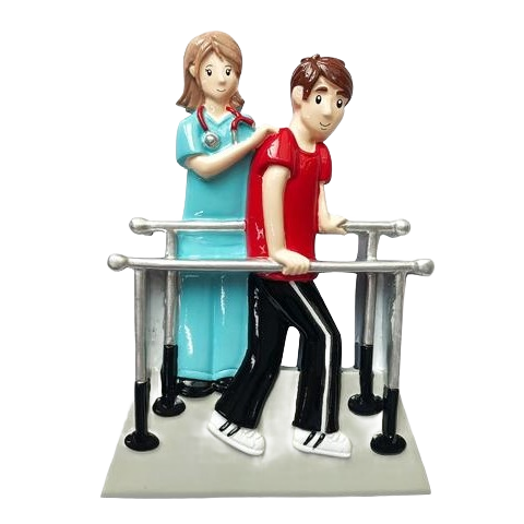 Handcrafted ornament of a physical therapist assisting patient with walker in Christmas Ornaments & Tree Decorations under $50 collection