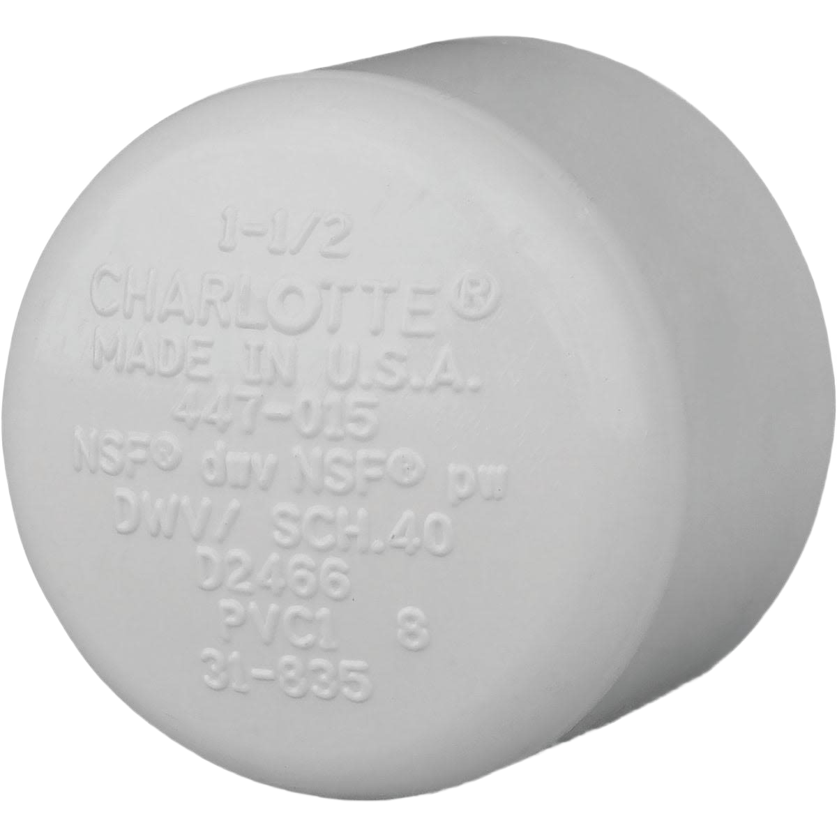 White 1-1/2 inch PVC slip cap for PVC pipe, suitable for plumbing and pipes & fittings collections under $50