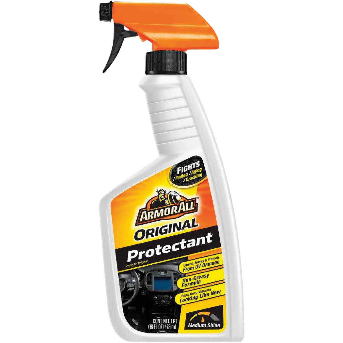 16 oz. trigger spray bottle of Armor All protectant for automotive surfaces with UV defense and medium shine finish
