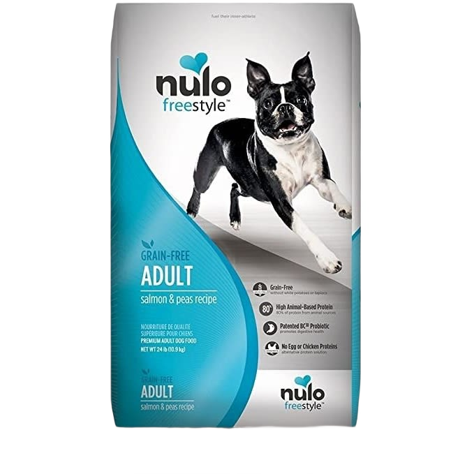 Bag of Nulo high-protein salmon and peas adult grain-free dry dog food in Pet Food and Nulo collections
