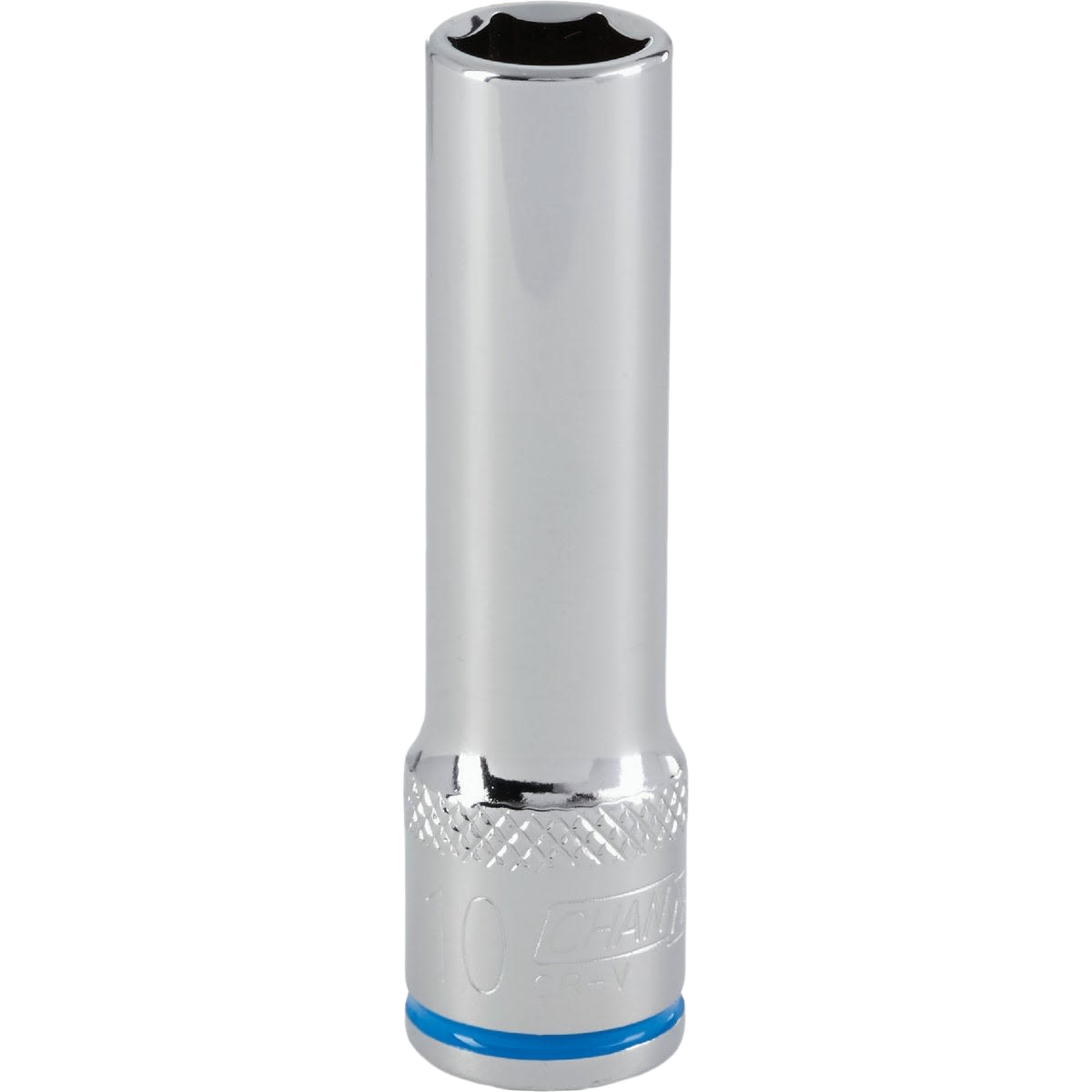 Polished steel deep metric socket with 6-point design and 3/8 inch drive for precise tool and home improvement use