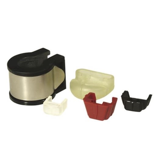 Set of replacement pads and clips in black, red, white, and clear for fastening tools in parts and lubricants collection